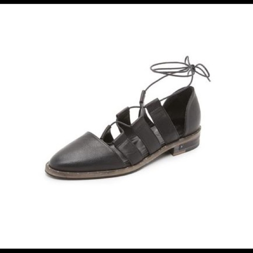 Freda Salvador black leather Ghillie flats 10